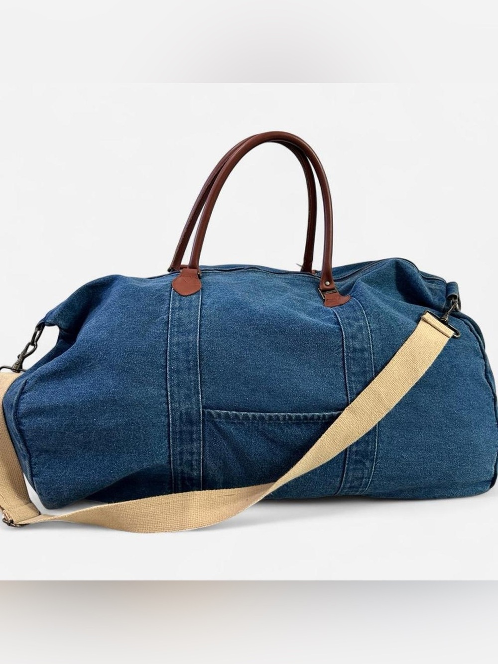 Vintage 90s GAP Iconic Blue Denim Huge Duffle Weekender Bag